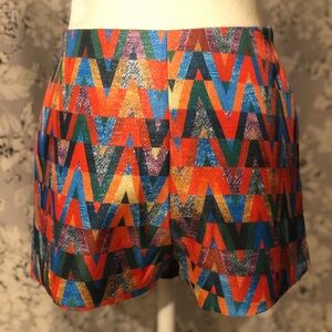 🎨 Multicolor Geometric High Waist mini shorts with pockets